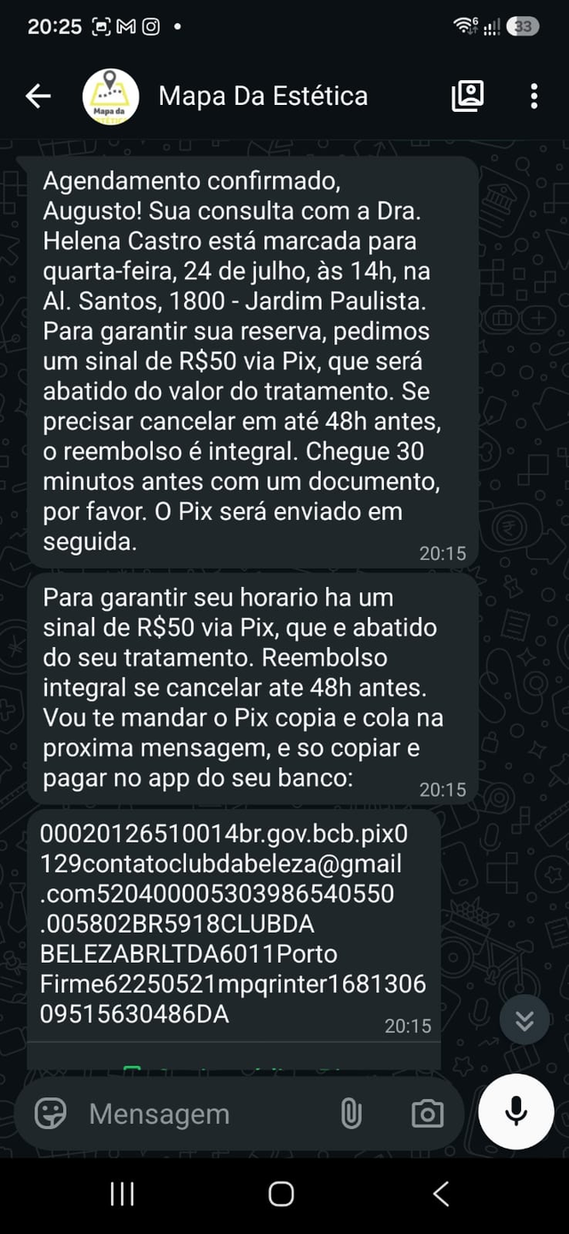 Sinal via PIX