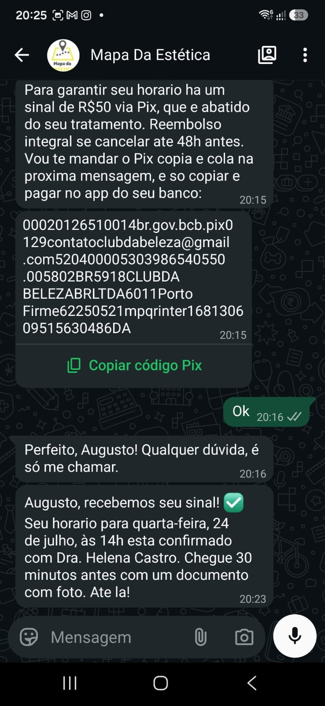 Sinal confirmado